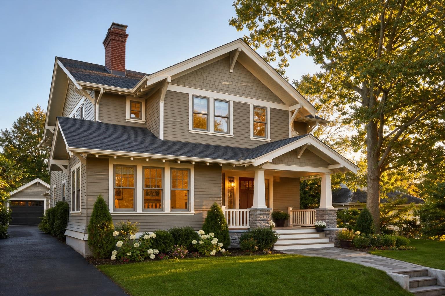 Well-maintained two-story home exterior with a brick chimney, serviced by EOM Services 26 in Monsey, NY