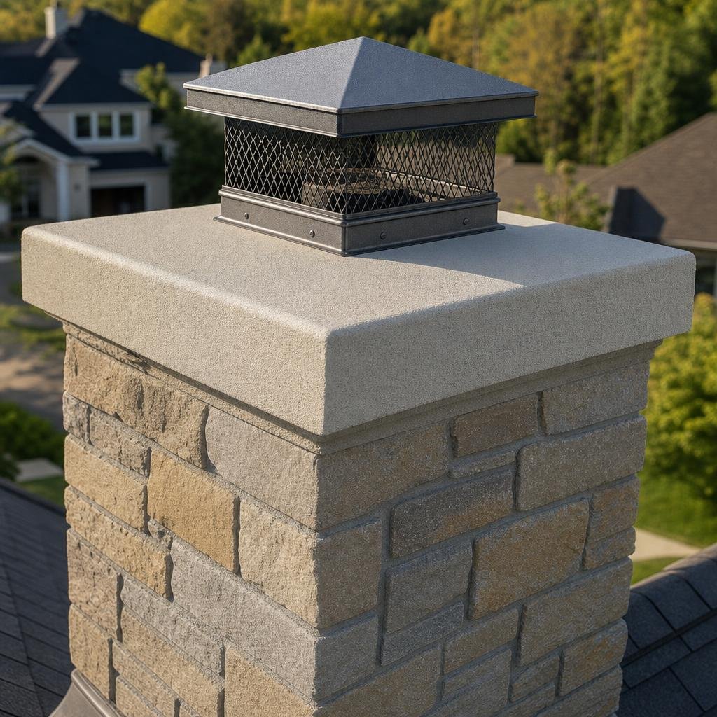 Close-up of a well-maintained chimney crown