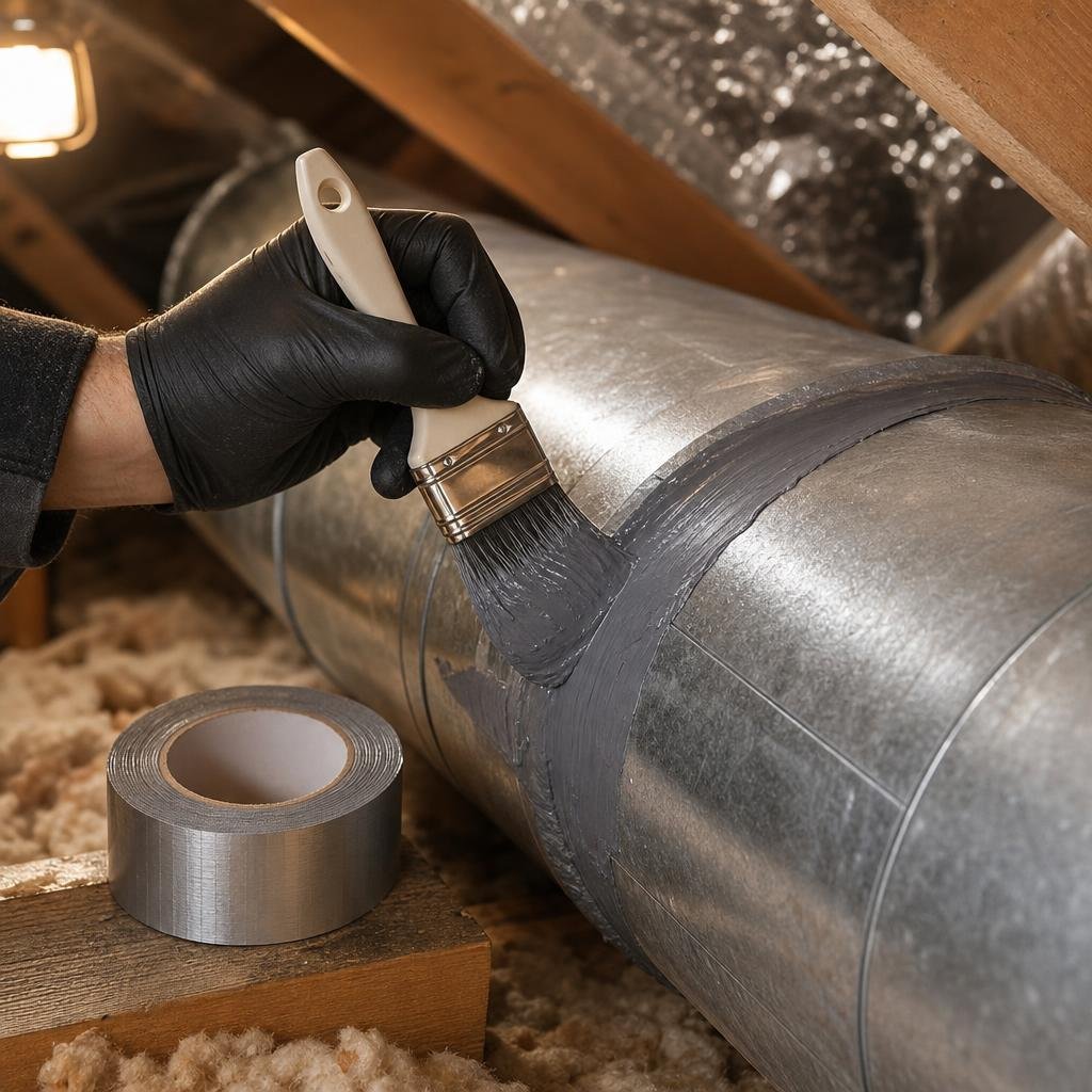 Sealing a ductwork joint with mastic sealant