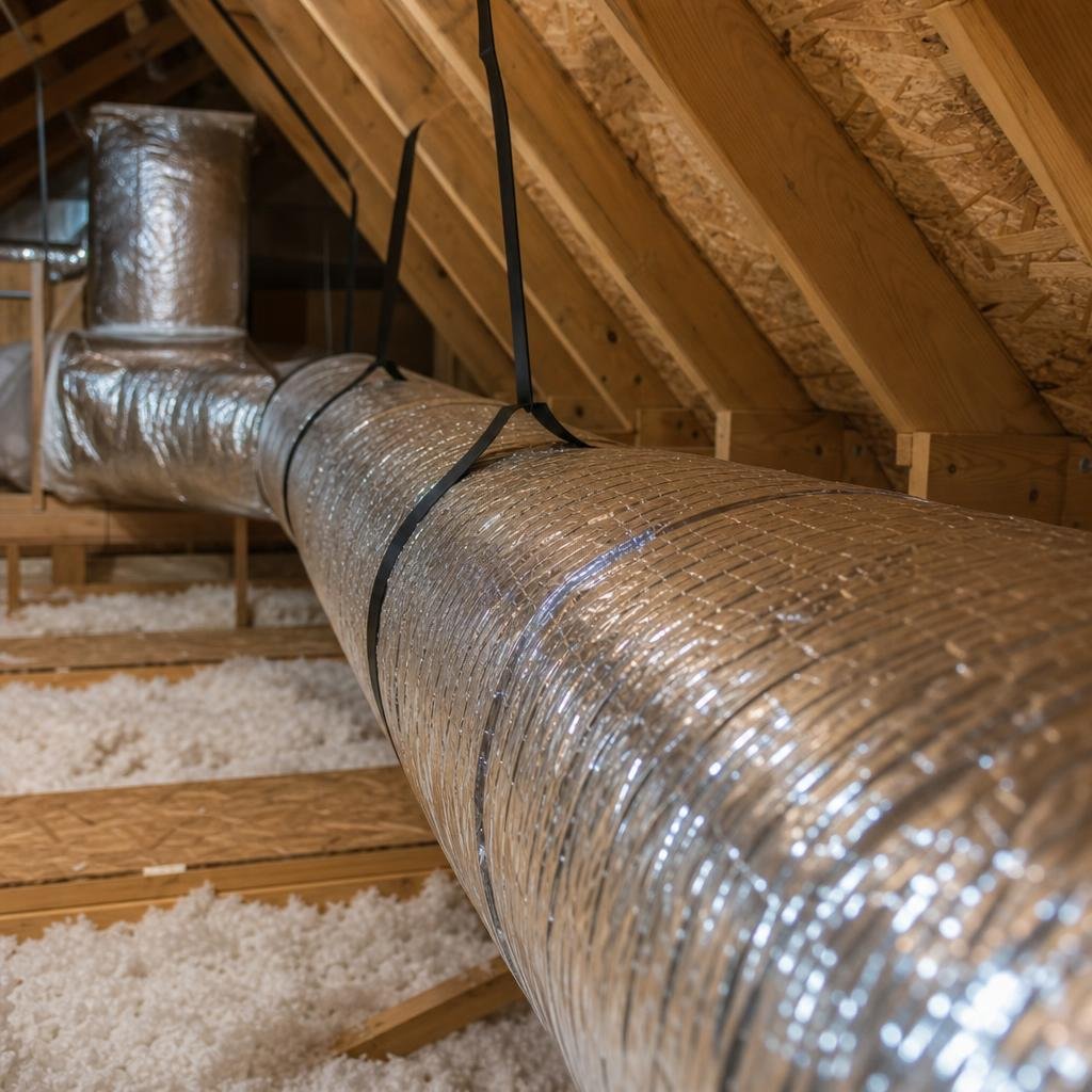 New, properly installed ductwork after replacement