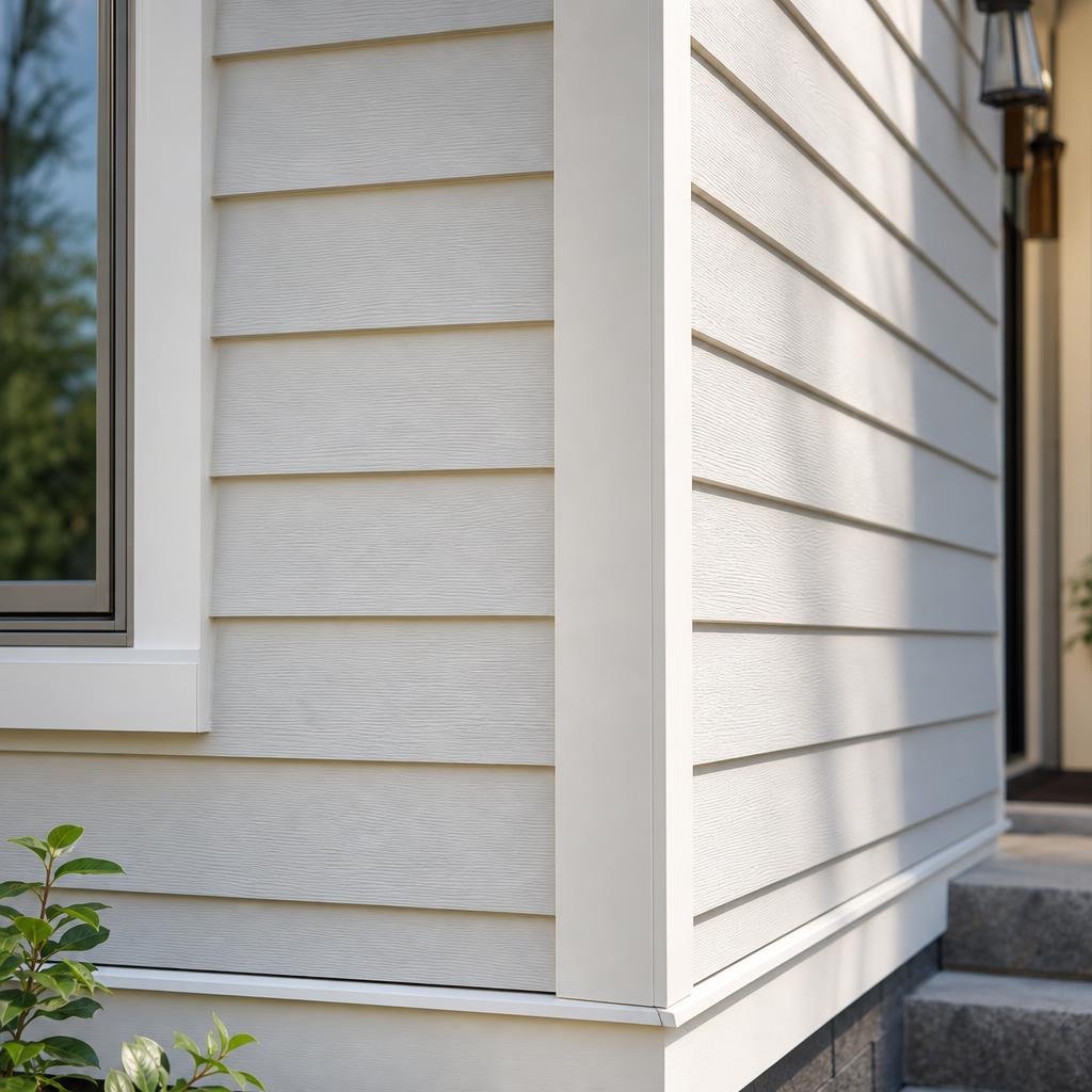 Freshly painted exterior siding and trim after repainting